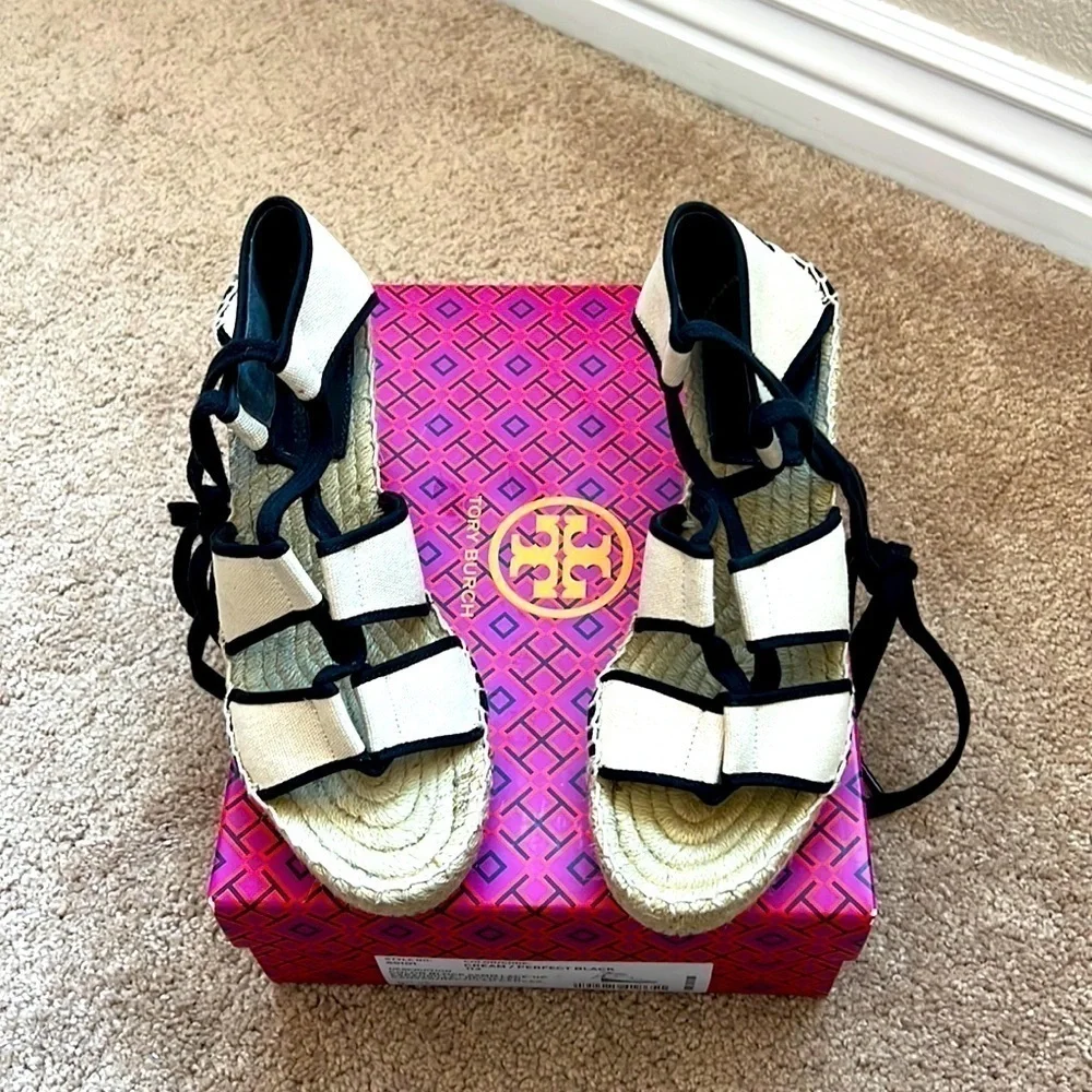 Tory Burch Color Block Espadrilles Wedge Sandals